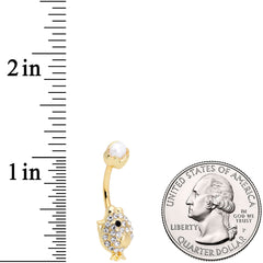 Clear Gem Gold Tone Egg Chick Belly Ring