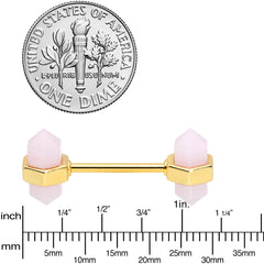 14G 5/8 Gold Tone Gem Barbell Nipple Ring Set