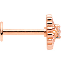 16G 5/16 Clear CZ Rose Gold Tone Hearts Labret Monroe Tragus