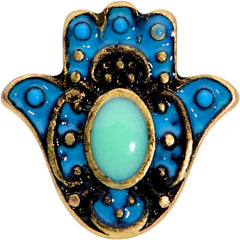 16G 5/16 Gold Tone Aqua Ornate Hamsa Hand Labret Monroe Tragus