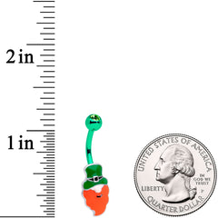 Clear Gem Green Leprechaun Saint Patricks Day Belly Ring Set of 2