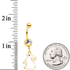 Clear Gem Gold Tone Glow in the Dark Easter Bunny Dangle Belly Ring