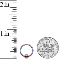 16G 3/8 Rainbow BCR Captive Bead Ring