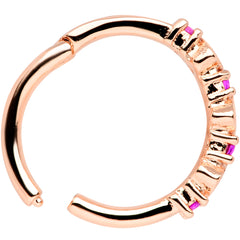 16G 3/8 Clear Pink CZ Gem Rose Gold Tone Hearts Hinged Segment Ring