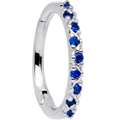 16G 3/8 Blue CZ Gem Zig Zag Hinged Segment Ring