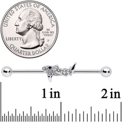 14G Clear Black Gem Shark Industrial Barbell 38mm