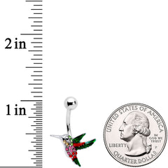 Red Pink Green Gem Hummingbird Belly Ring