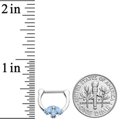 16G 3/8 Blue Faux Opal Triad Cartilage Clicker