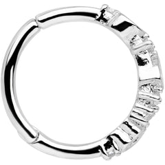 16G 3/8 Clear CZ Gem Tears Hearts Hinged Segment Ring