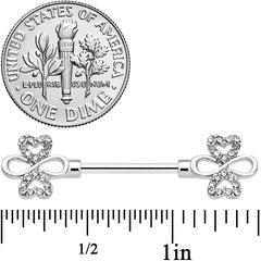14G 9/16 Clear Gem Heart Shamrock Barbell Nipple Ring Set