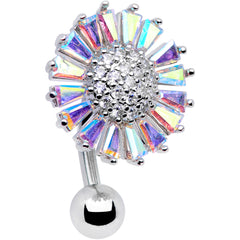 Clear Aurora CZ Gem Sunflower Belly Ring