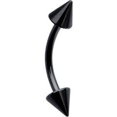 16G 3/8 Black Anodized Cone End Curved Eyebrow Ring