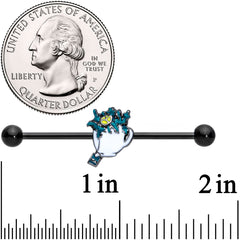 14G Black Creepy Halloween Tea Industrial Barbell 38mm