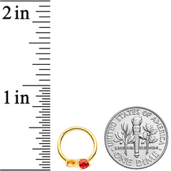 16G 3/8 Red Gem Gold Tone Treble Clef Septum Ring