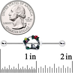 14G Red Yellow Flower Swing Bird Industrial Barbell 38mm