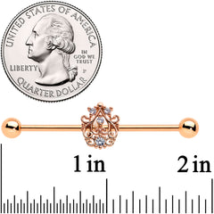 14G Clear CZ Gem Rose Gold Tone Elegant Industrial Barbell 38mm