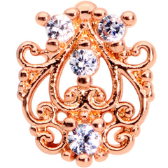 16G 5/16 Clear CZ Gem Rose Gold Tone Elegant Labret Monroe Tragus
