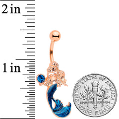 Aqua Gem Rose Gold Tone Mermaid Belly Ring