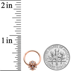 16G 3/8 Clear CZ Gem Rose Gold Tone Elegant Hinged Segment Ring