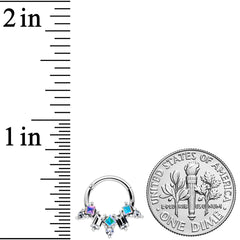 16G 5/16 Aurora CZ Gem Fan Hinged Segment Ring