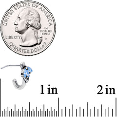 20G 5/16 Blue Faux Opal L Shaped Faux Hoop Nose Ring