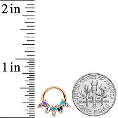 16G 5/16 Aurora CZ Gem Rose Gold Tone Fan Hinged Segment Ring