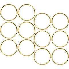 22G 5/16 Gold Tone Anodized Seamless Circular Ring Set of 12