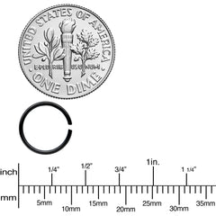 20G 5/16 Black Anodized Seamless Circular Ring Set of 12