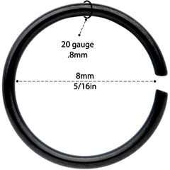20G 5/16 Black Anodized Seamless Circular Ring Set of 12