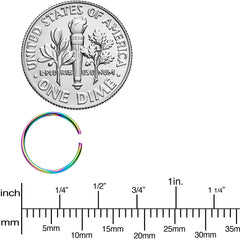 22G 5/16 Rainbow Anodized Seamless Nose Hoop Set of 12