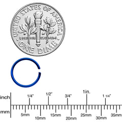 20G 5/16 Blue Anodized Seamless Circular Ring Set of 12