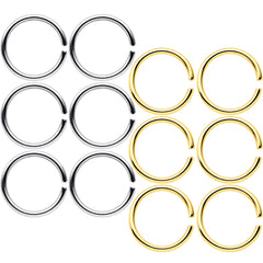 18G 5/16 Steel Gold Tone Anodized Seamless Circular Ring Set of 12