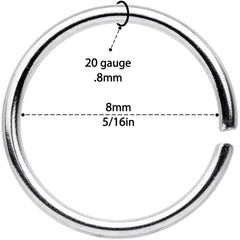 20G 5/16 Steel Black Anodized Seamless Circular Ring Set of 12