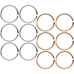 20G 5/16 Steel Rose Gold Tone Anodized Seamless Circular Ring Set of 12