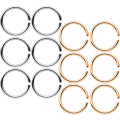 18G 5/16 Steel Rose Gold Tone Anodized Seamless Circular Ring Set of 12