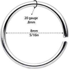 20G 5/16 Steel Rainbow Anodized Seamless Circular Ring Set of 12