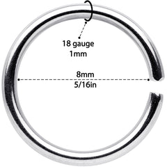 18G 5/16 Steel Rainbow Anodized Seamless Circular Ring Set of 12