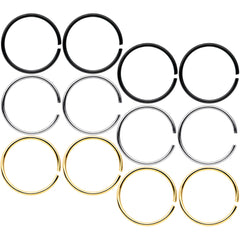22G 5/16 Black Gold Tone Anodized Seamless Circular Ring Set of 12