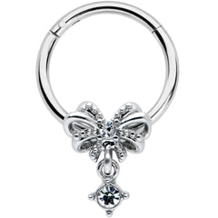 16G 3/8 Clear Gem Looping Bow Hinged Segment Ring