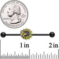 14G Black Sunflower Butterfly Industrial Barbell 38mm