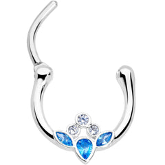 16G 3/8 Clear Blue Gem Classic Cluster Septum Clicker