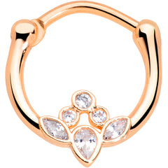 16G 3/8 Clear Gem Rose Gold Tone Anodized Classic Cluster Septum Clicker