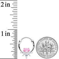 18G 3/8 Pink Clear Gem Spray Cartilage Clicker