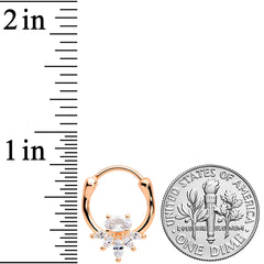 18G 3/8 Clear Gem Rose Gold Tone Anodized Spray Cartilage Clicker