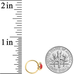 20G 5/16 Red Gem Gold Tone Ladybug Nose Hoop