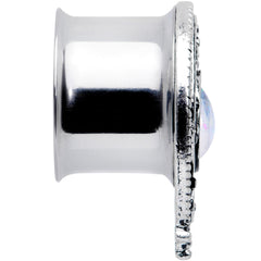 White Faux Opal Filigree Double Flare Plug Set