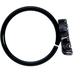 20G 5/16 White Faux Opal Black UFO Nose Hoop