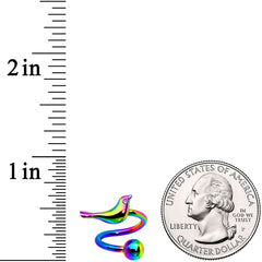 Clear Gem Rainbow Bird Spiral Twister Belly Ring