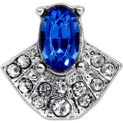 16G 1/4 Clear Blue Gem Art Deco Fan Cartilage Tragus Earring