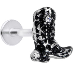 16G 5/16 Clear Gem Cowboy Boot Labret Monroe Tragus
